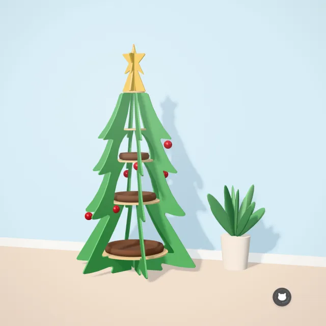 Michi Árbol Navideño en Natural: armado en la pared